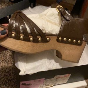 Chanel dark brown platform sandal